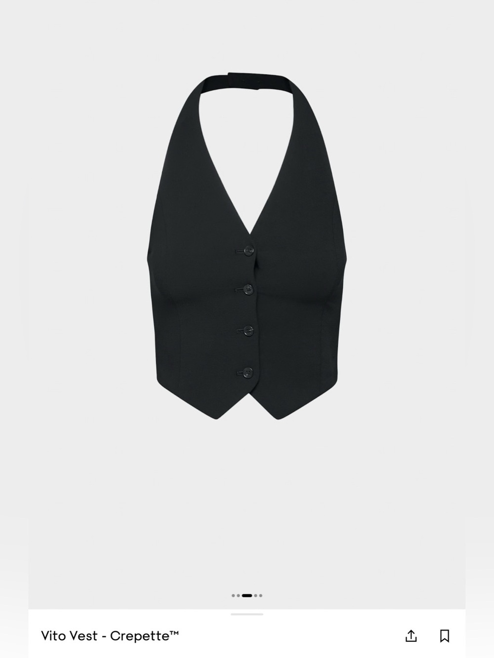 Aritzia Black Halter V-Neck Button Front Vest Tank